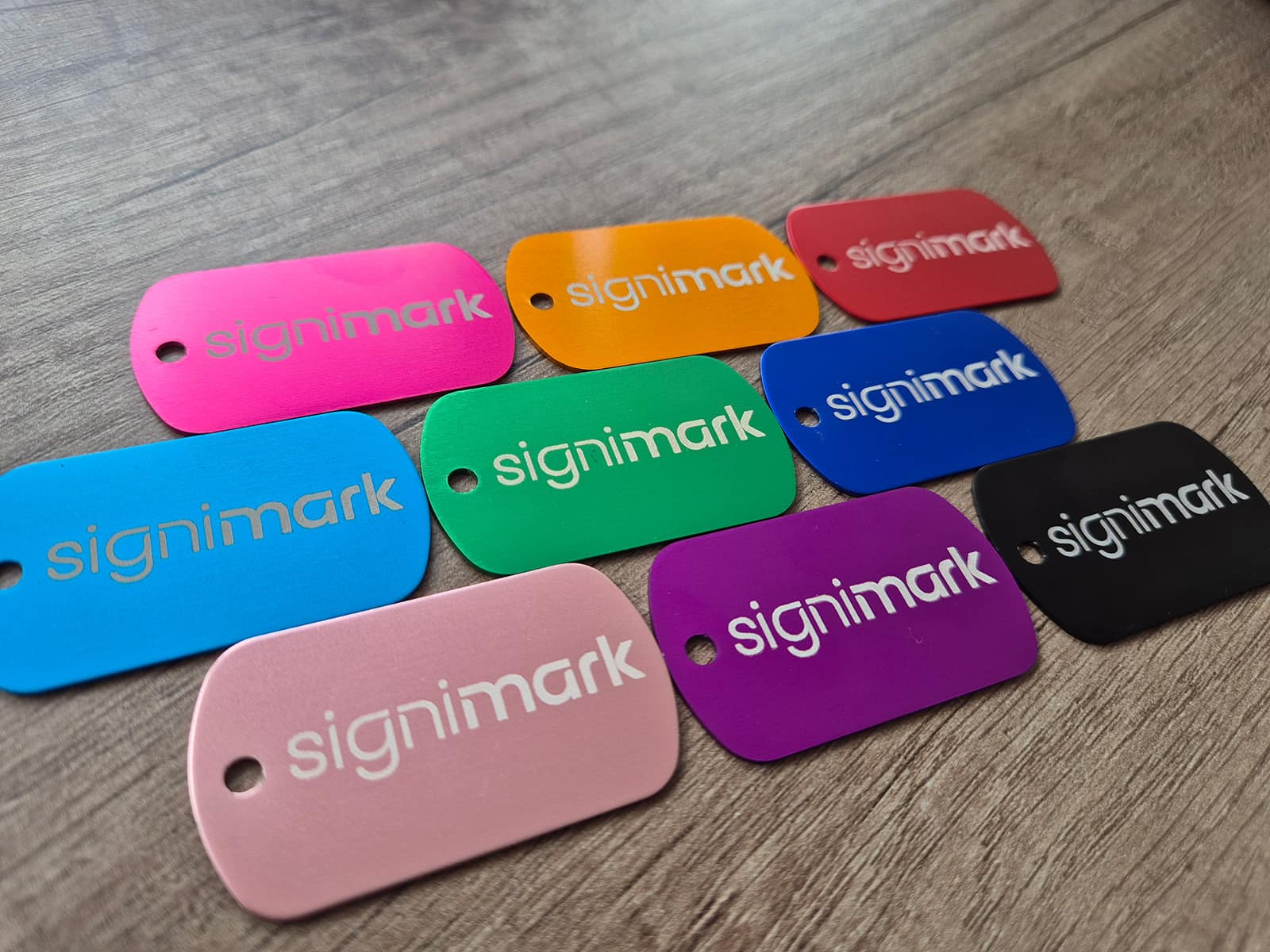 Engraved key tags in a range of colours